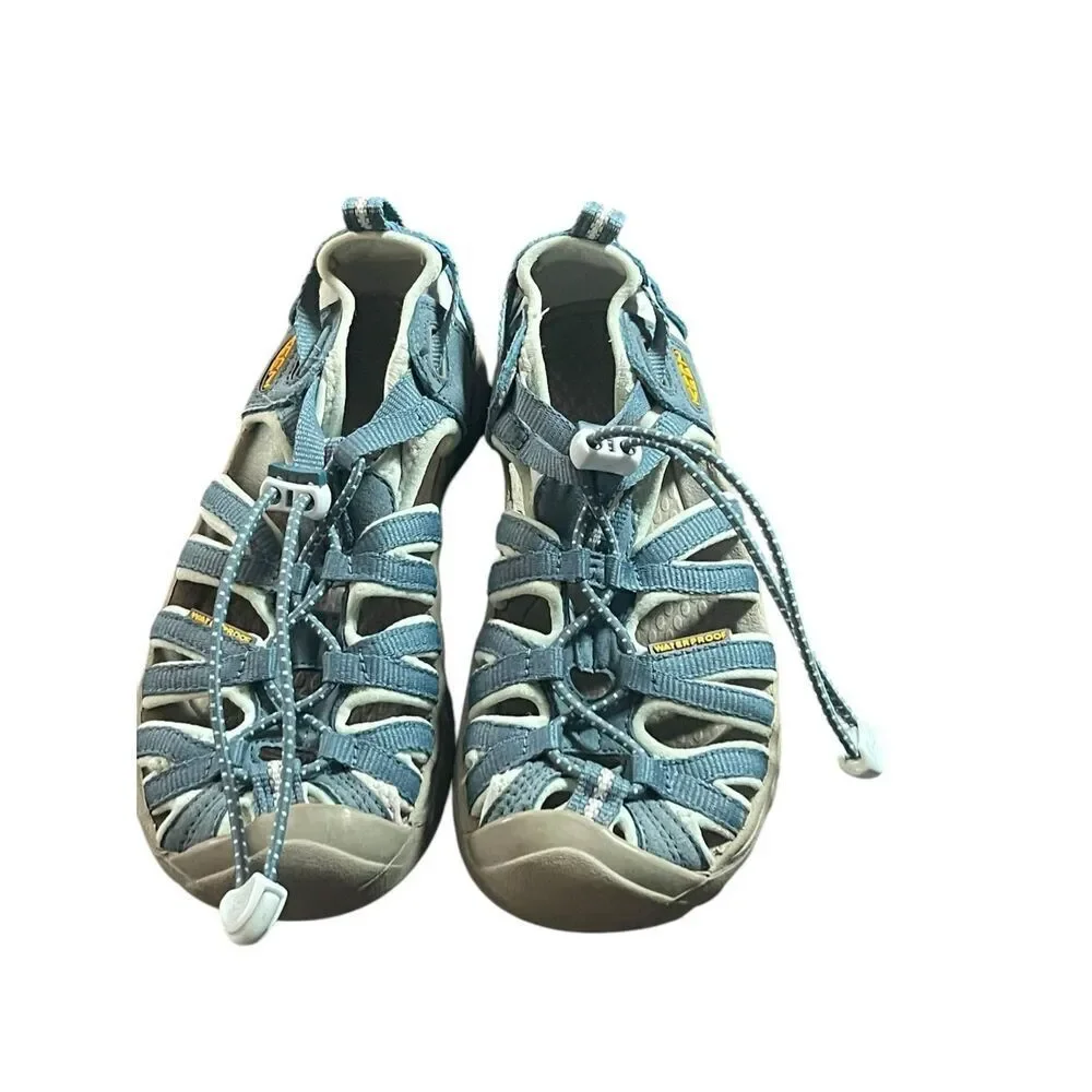 Keen Kids Blue  teal Yellow Whisper 2 Tone Footbed Hiking Sandals Size 1